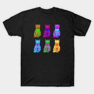 Classic Artworks Revisited: Six psychedelic cats T-Shirt